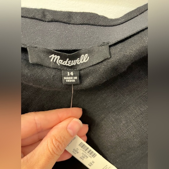 NEW! Madewell Linen Maxi Slip Skirt in Juniper Berry black NU609 $128 size 14 - Picture 9 of 11